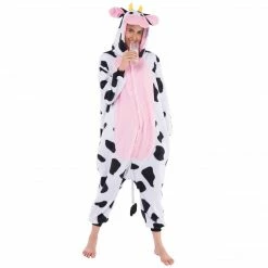 Spooktacular Creations Cow Animal Onesie Pajama Costume - Adult Animal Costumes