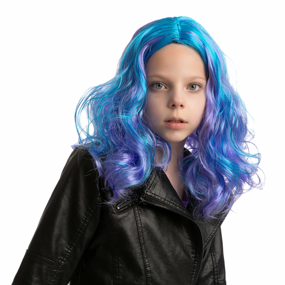 Spooktacular Creations Girl Long Blue Curly Wig For Cosplay- Child Wigs 3 Spooktacular Creations Girl Long Blue Curly Wig For Cosplay- Child Wigs