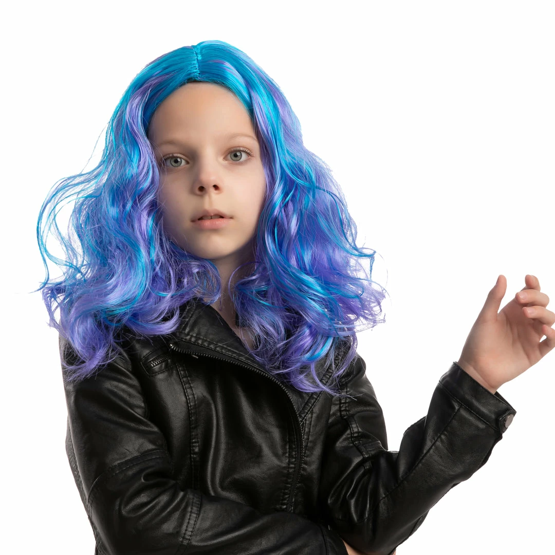 Spooktacular Creations Girl Long Blue Curly Wig For Cosplay- Child Wigs 4 Spooktacular Creations Girl Long Blue Curly Wig For Cosplay- Child Wigs