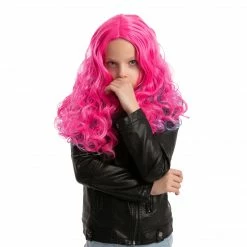 Spooktacular Creations Girl Long Pink Curly Wig For Cosplay- Child Wigs