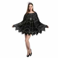 Spooktacular Creations Classic Costumes Spider Web Poncho Costume Cosplay- Adult
