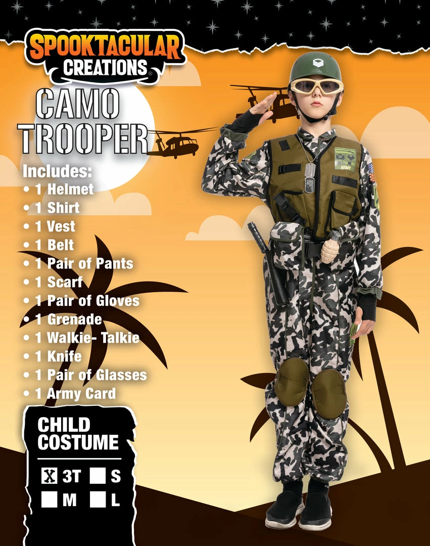 Spooktacular Creations Camo Trooper Costume For Role Play Cosplay- Child 11 Spooktacular Creations Camo Trooper Costume For Role Play Cosplay- Child