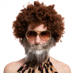 Spooktacular Creations Brown Afro Wig With Beard - Adult Adult Costumes