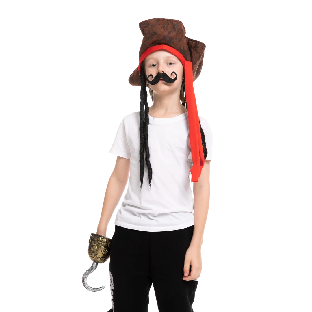Spooktacular Creations Headwear Pirate Hat With Hook & Mustache Cosplay Kit - Child 3 Spooktacular Creations Headwear Pirate Hat With Hook & Mustache Cosplay Kit - Child