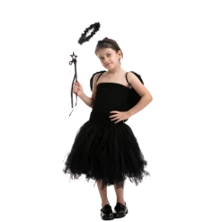 Spooktacular Creations Accessories Black Angel Wings & Halo Headband With Wand - Child