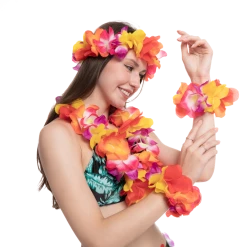 Spooktacular Creations Hawaiian Dancer Cosplay Costume Set In Warm Colors Headwear