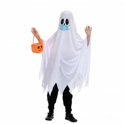 Spooktacular Creations Ghost Costume With Mask & Pumpkin Bucket Cosplay- Child