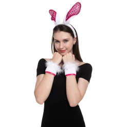 Spooktacular Creations Headwear White Bunny With Sequins Cosplay Accessories Set