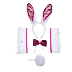 Spooktacular Creations Headwear White Bunny With Sequins Cosplay Accessories Set