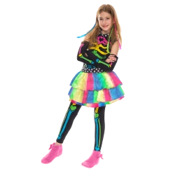 Spooktacular Creations Funky Bones Colorful Skeleton Deluxe Costume For Girls Cosplay