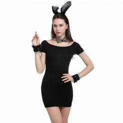 Spooktacular Creations Black Bunny With Sequins Cosplay Accessories Set