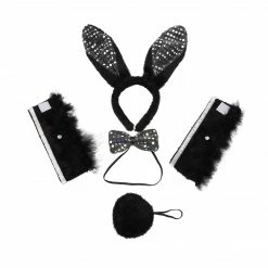 Spooktacular Creations Black Bunny With Sequins Cosplay Accessories Set