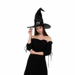 Spooktacular Creations Headwear Large Ruched Black Witch Hat Role Play Cosplay Accessaries - Adult 10 Spooktacular Creations Headwear Large Ruched Black Witch Hat Role Play Cosplay Accessaries - Adult
