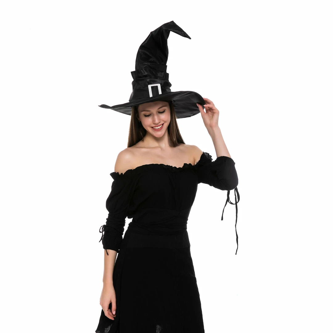Spooktacular Creations Headwear Large Ruched Black Witch Hat Role Play Cosplay Accessaries - Adult 4 Spooktacular Creations Headwear Large Ruched Black Witch Hat Role Play Cosplay Accessaries - Adult