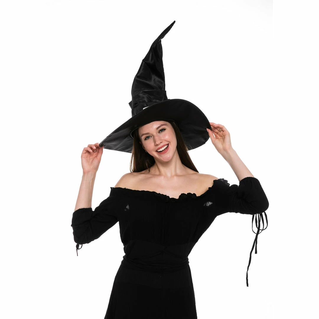 Spooktacular Creations Headwear Large Ruched Black Witch Hat Role Play Cosplay Accessaries - Adult 3 Spooktacular Creations Headwear Large Ruched Black Witch Hat Role Play Cosplay Accessaries - Adult