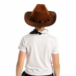Spooktacular Creations Brown Cowboy Hat With 3 Bandanas Headwear