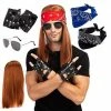 Spooktacular Creations Rockstar 90s Heavy Metal Rocker Costume With Wig, Gloves, Sunglasses And Bandanas Cosplay Costumes For Men