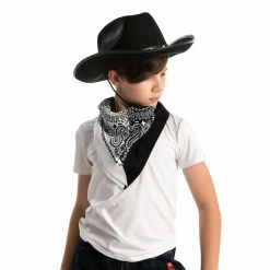 Spooktacular Creations Black Cowboy Hat With 3 Bandanas