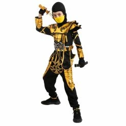Spooktacular Creations Gold Ninja Costume For Role Play Cosplay - Child