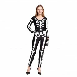 Spooktacular Creations Skeleton/ Day Of The Dead Skeleton Glow In The Dark Catsuit Bodysuit Costumes For Women - Adult