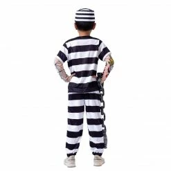 Spooktacular Creations Prisoner Jail Cosplay Costume With Tattoo Sleeve And Toy Handcuffs For Kids