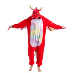 Spooktacular Creations Red Dragon Animal Onesies Costume Cosplay- Adult Animal Costumes