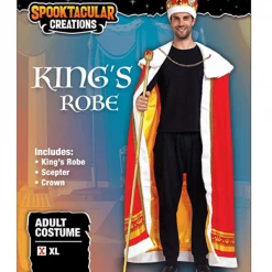 Spooktacular Creations Regal King Royal Robe Cosplay Costume Set With King Crown And Scepter Red - Adult