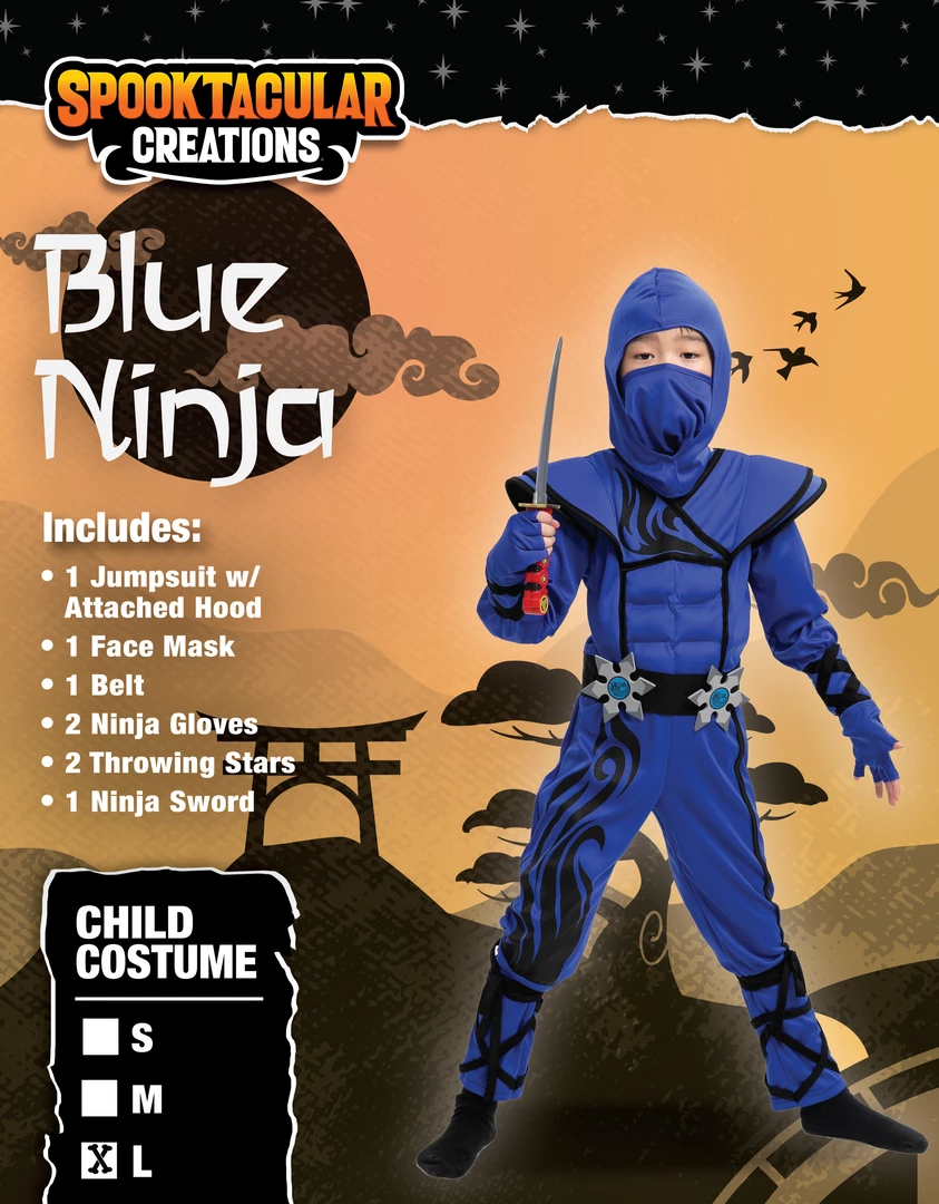 Spooktacular Creations Striking Blue Ninja Costume Cosplay Role Play- Child 7 Spooktacular Creations Striking Blue Ninja Costume Cosplay Role Play- Child