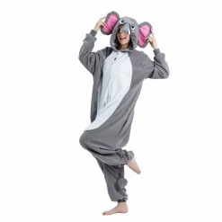 Spooktacular Creations Elephant Animal Onesie Pajama Costume Cosplay- Adult