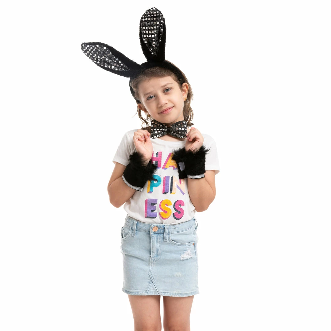 Spooktacular Creations Black Bunny With Sequins Cosplay Accessories Set 8 Spooktacular Creations Black Bunny With Sequins Cosplay Accessories Set
