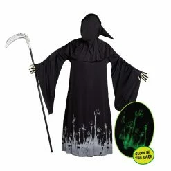 Spooktacular Creations Grim Reaper Scary Skeleton Costumes With Glow Pattern For Men Cosplay