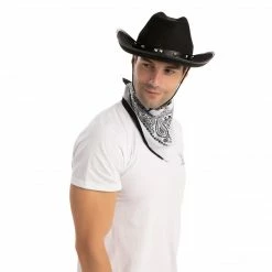 Spooktacular Creations Black Cowboy Hat With 3 Bandanas