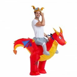 Spooktacular Creations Animal Costumes Inflatable Ride-On Fire Dragon Costume - Adult