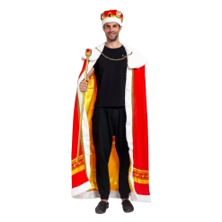 Spooktacular Creations Regal King Royal Robe Cosplay Costume Set With King Crown And Scepter Red - Adult