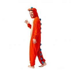 Spooktacular Creations Orange Dinosaur Animal Onesie Pajama Costume - Adult