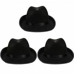 Spooktacular Creations Headwear Black Gangster Hat, 3 Pcs - Adult