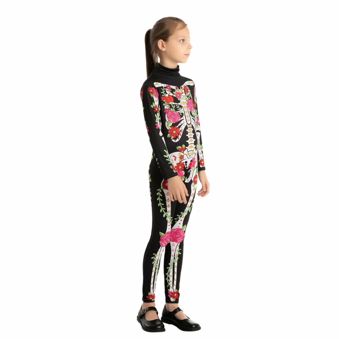 Spooktacular Creations Skeleton/ Day Of The Dead Skeleton Floral Jumpsuit - Child 5 Spooktacular Creations Skeleton/ Day Of The Dead Skeleton Floral Jumpsuit - Child