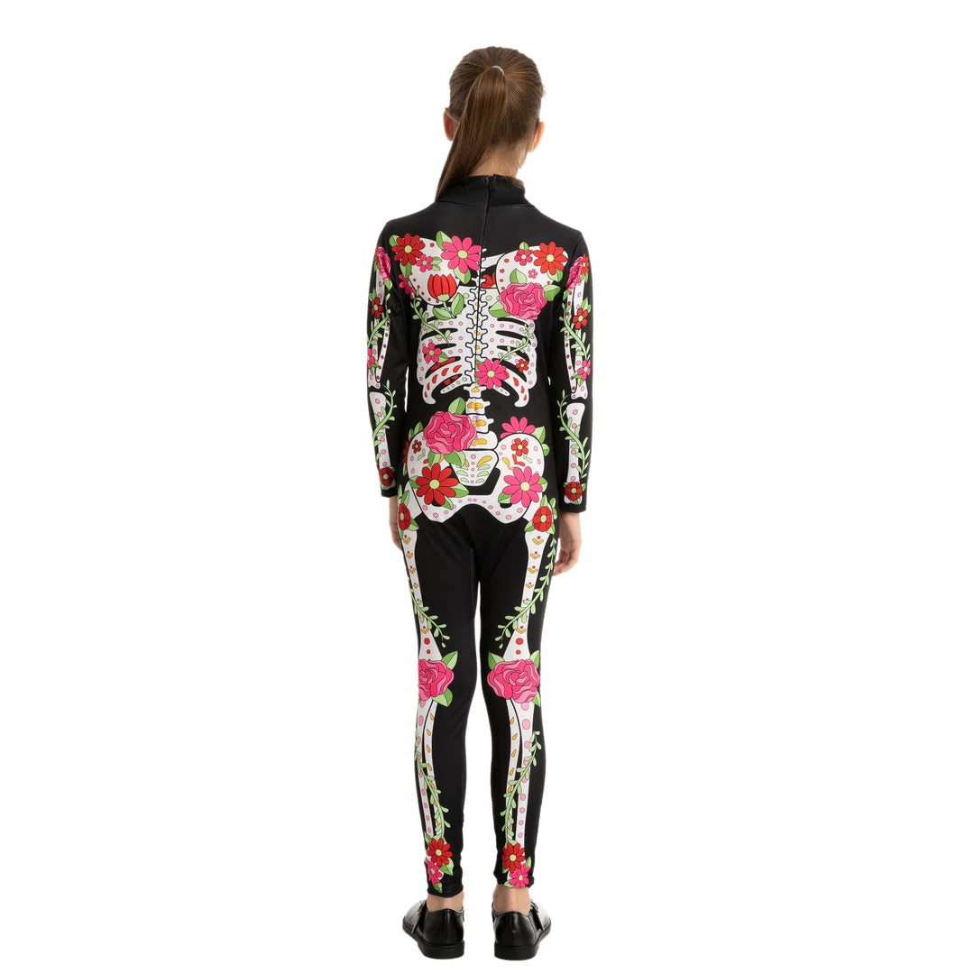 Spooktacular Creations Skeleton/ Day Of The Dead Skeleton Floral Jumpsuit - Child 6 Spooktacular Creations Skeleton/ Day Of The Dead Skeleton Floral Jumpsuit - Child