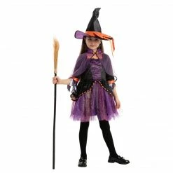 Spooktacular Creations Classic Costumes Orange And Purple Witch Cosplay Costume - Child