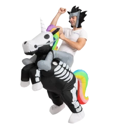 Spooktacular Creations Skeleton Unicorn Ride-On Inflatable Costume - Adult