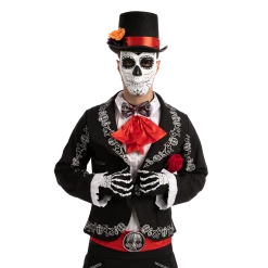 Spooktacular Creations Day Of The Dead Cosplay - Short Gloves, Men's Hat, Bow Tie