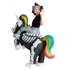 Spooktacular Creations Skeleton Unicorn Ride-On Inflatable Costume - Adult