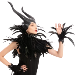 Spooktacular Creations Black Queen Cosplay Accessories With Horn, Shawl, & Cuff