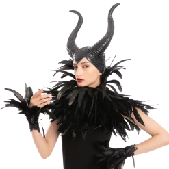 Spooktacular Creations Black Queen Cosplay Accessories With Horn, Shawl, & Cuff