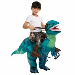 Spooktacular Creations Animal Costumes Inflatable Ride-On Blue Raptor Dinosaur Costume - Adult