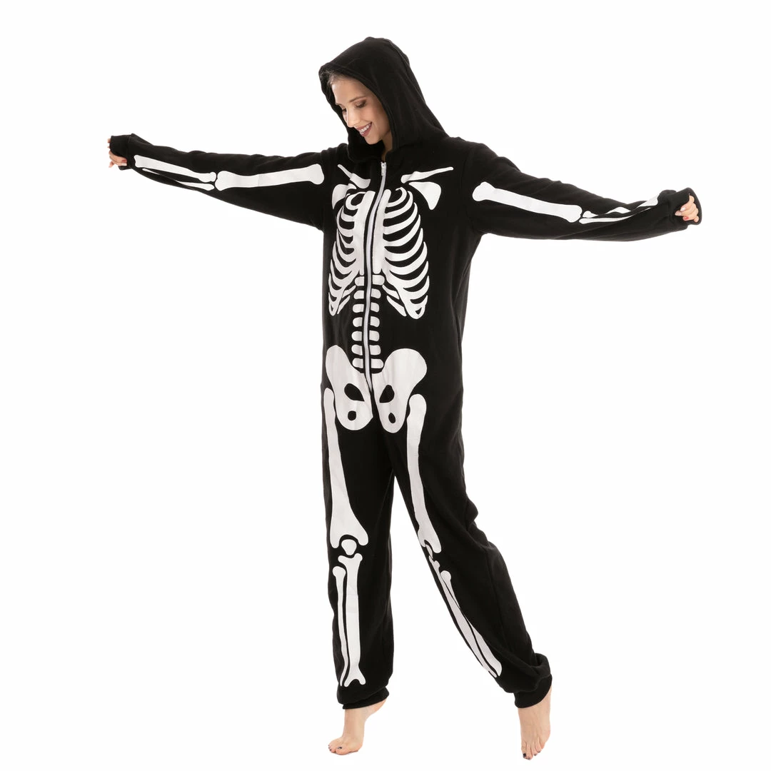 Spooktacular Creations Skeleton Plush Pajamas Onesie - Adult Skeleton/ Day Of The Dead 4 Spooktacular Creations Skeleton Plush Pajamas Onesie - Adult Skeleton/ Day Of The Dead