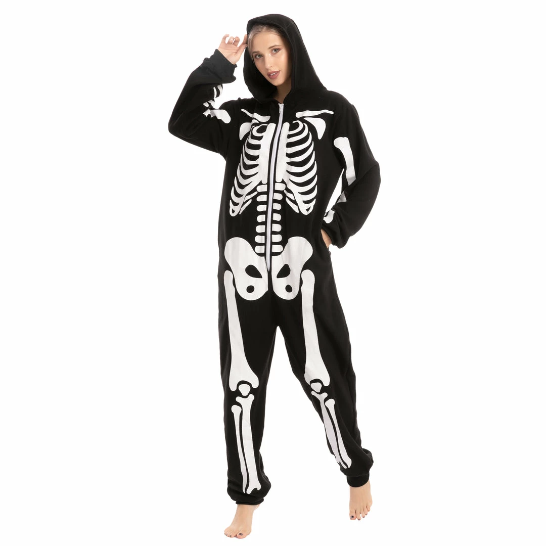 Spooktacular Creations Skeleton Plush Pajamas Onesie - Adult Skeleton/ Day Of The Dead 3 Spooktacular Creations Skeleton Plush Pajamas Onesie - Adult Skeleton/ Day Of The Dead