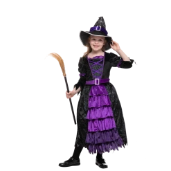 Spooktacular Creations Classic Costumes Purple Witch Costume With Spider Web Skirt - Child
