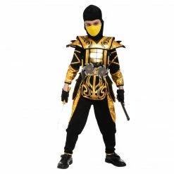 Spooktacular Creations Gold Ninja Costume For Role Play Cosplay - Child
