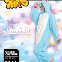 Spooktacular Creations Animal Costumes Blue Unicorn Pajamas Onesie - Adult